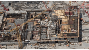 Figure 2. The MOX Fuel Production Facility under construction in May 2010 showing the complexity of the structure (598 rooms on up to 7 levels) which will make it difficult to convert to pit-production. Photo credit: NNSA