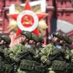 soldiers marching in Red Square, Moscow