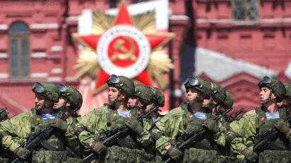 soldiers marching in Red Square, Moscow