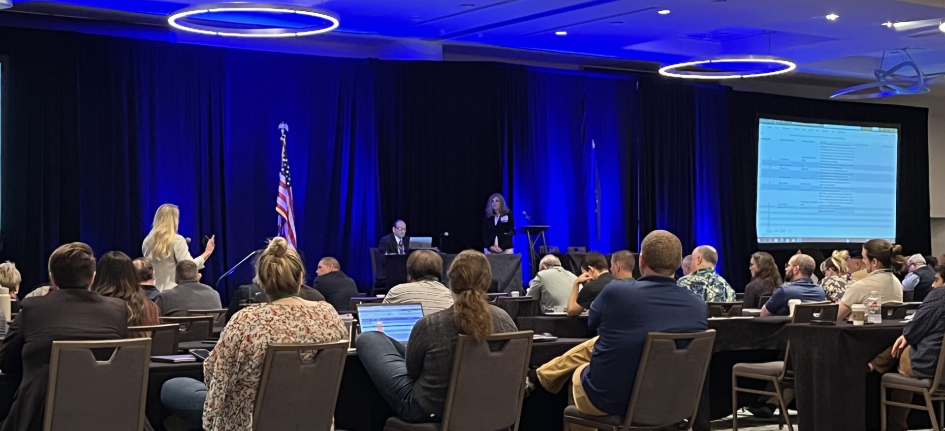 Ken Evans, seated, presides over a FEMA listening session to gather feedback about updated guidance for radiological emergencies.