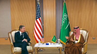 US State Secretary Antony J. Blinken meets with Saudi Foreign Minister Faisal bin Farhan in Riyadh, Saudi Arabia on June 7, 2023.