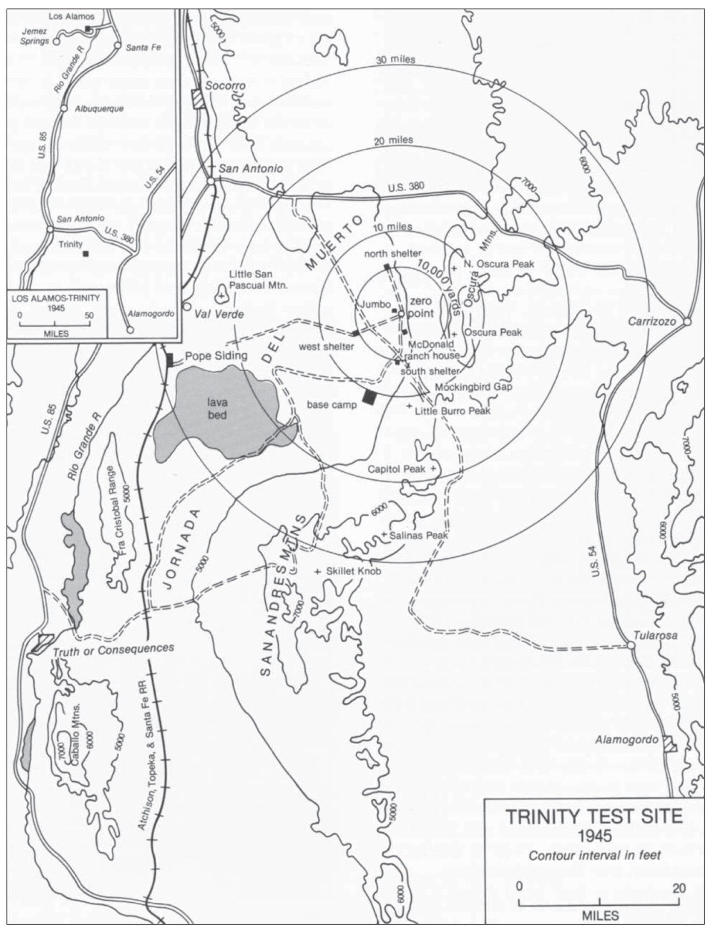 Collateral Damage American Civilian Survivors Of The 1945 Trinity Test   Closeup Map Trinity Test 