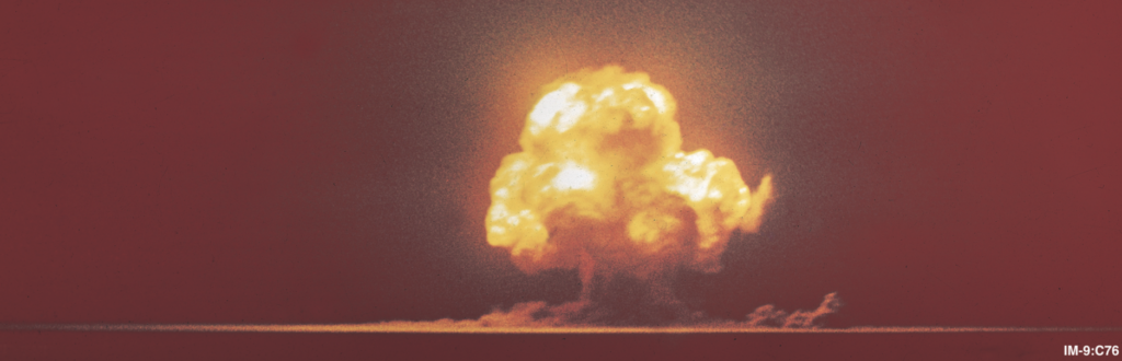 Color photo of Trinity test of atomic bomb on July 16, 1945