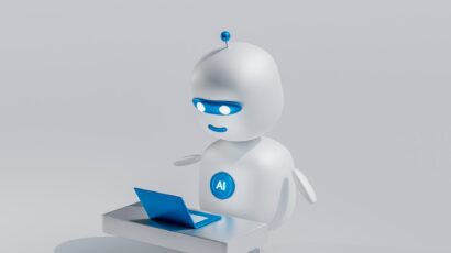 AI robot at a computer