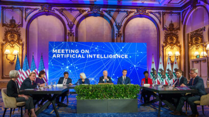President Joe Biden hosts a meeting on Artificial Intelligence, Tuesday, June 20, 2023, at The Fairmont hotel in San Francisco.