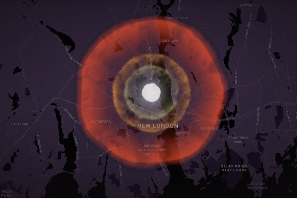 simulated 300-kiloton nuclear detonation over New London, Connecticut