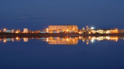 US uranium processing plant at night