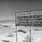 radiation warning sign in Nevada desert