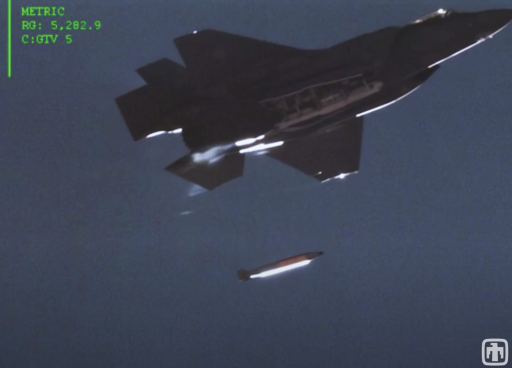 A US F-35A combat aircraft tests an unarmed B61-12 bomb in the Nevada Desert. Source: Sandia National Laboratory