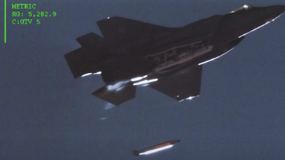 A US F-35A combat aircraft tests an unarmed B61-12 bomb in the Nevada Desert. Source: Sandia National Laboratory