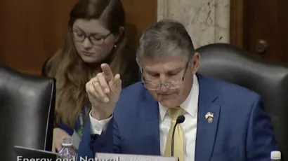 West Virginia Sen. Joe Manchin questions witnesses about advanced nuclear reactors in November 2023.