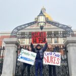 Student nuclear activists outside the Massachusetts State House