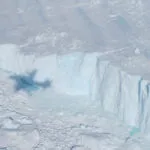 aerial view of ice calving in Greenland