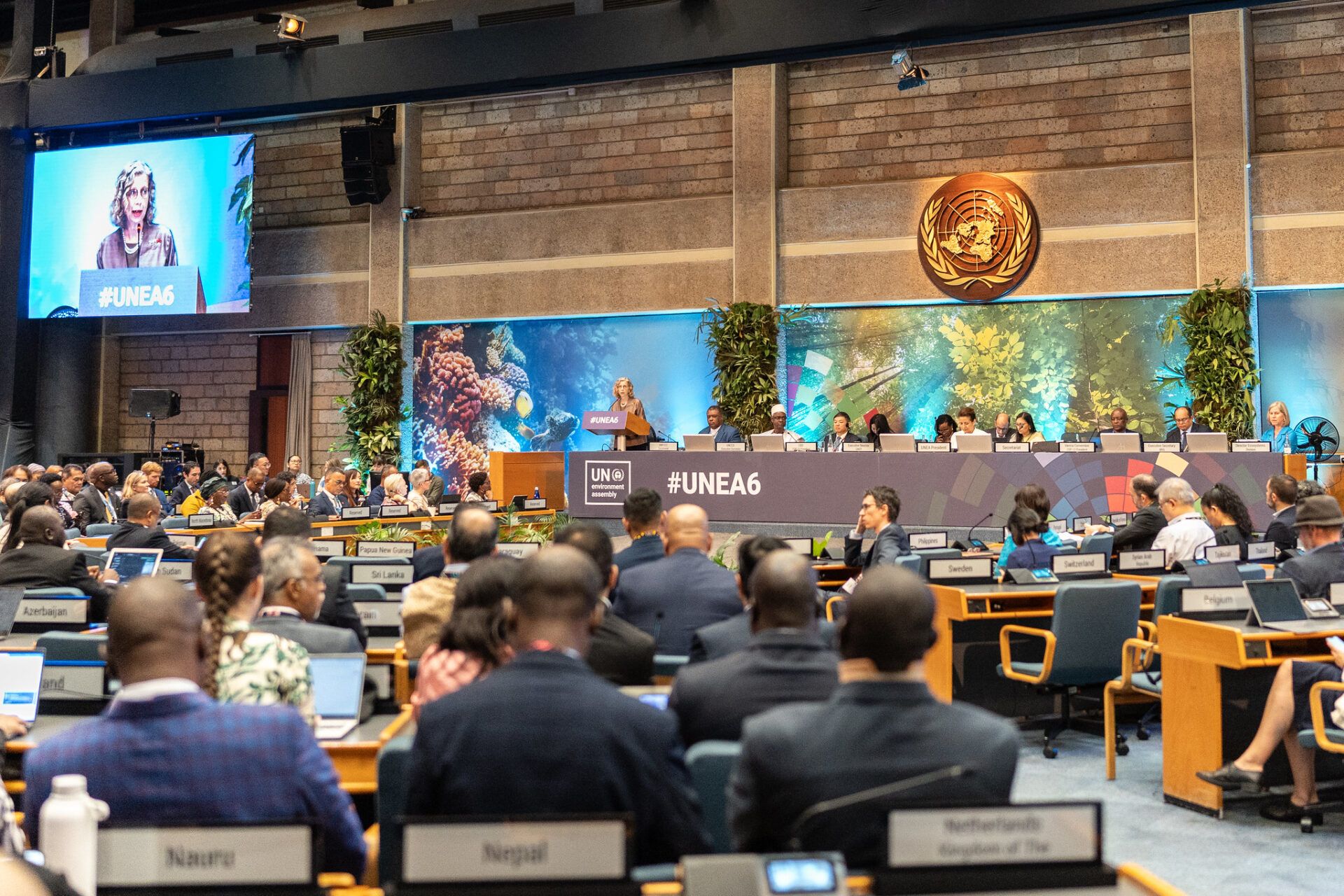 Inger Anderson, executive director of the United Nations Environment Programme, speaks at the sixth session of the UN Environment Assembly (UNEA-6) in Nairobi, Kenya, on February 28. Delegates there remained divided on geoengineering. (Photo by Francis Kiguta / UNEP)