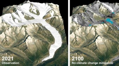 Two scenarios for the melting of the Alps' largest glacier