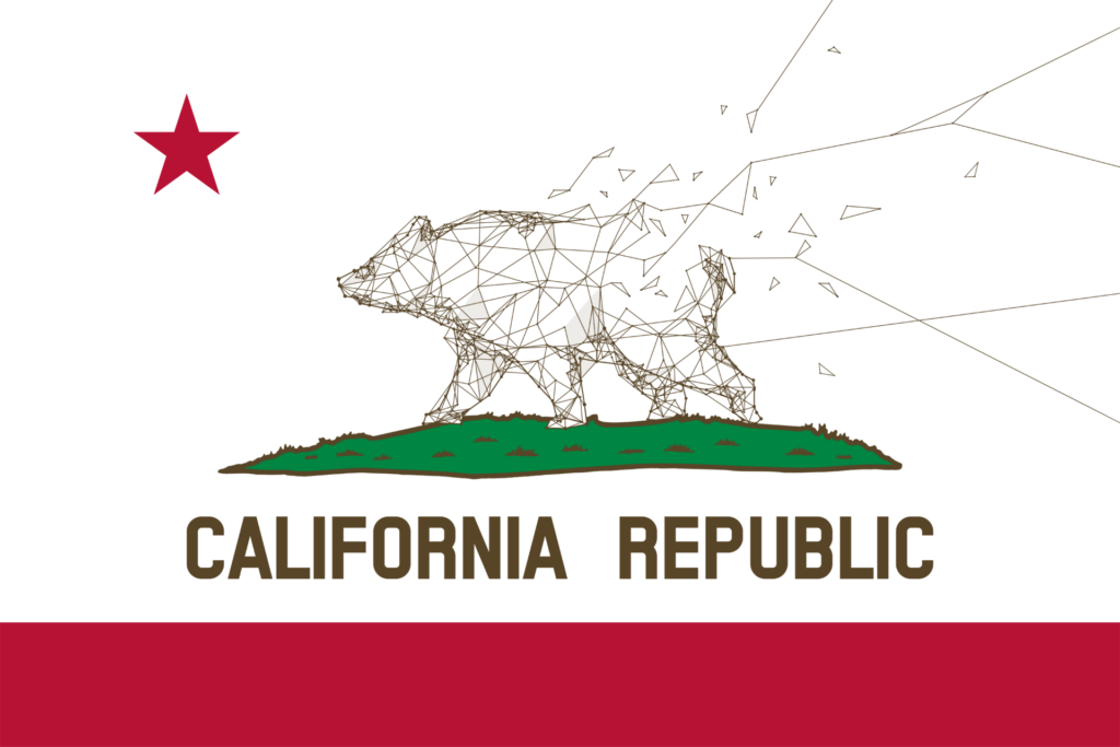 Flag of California with wireframe bear