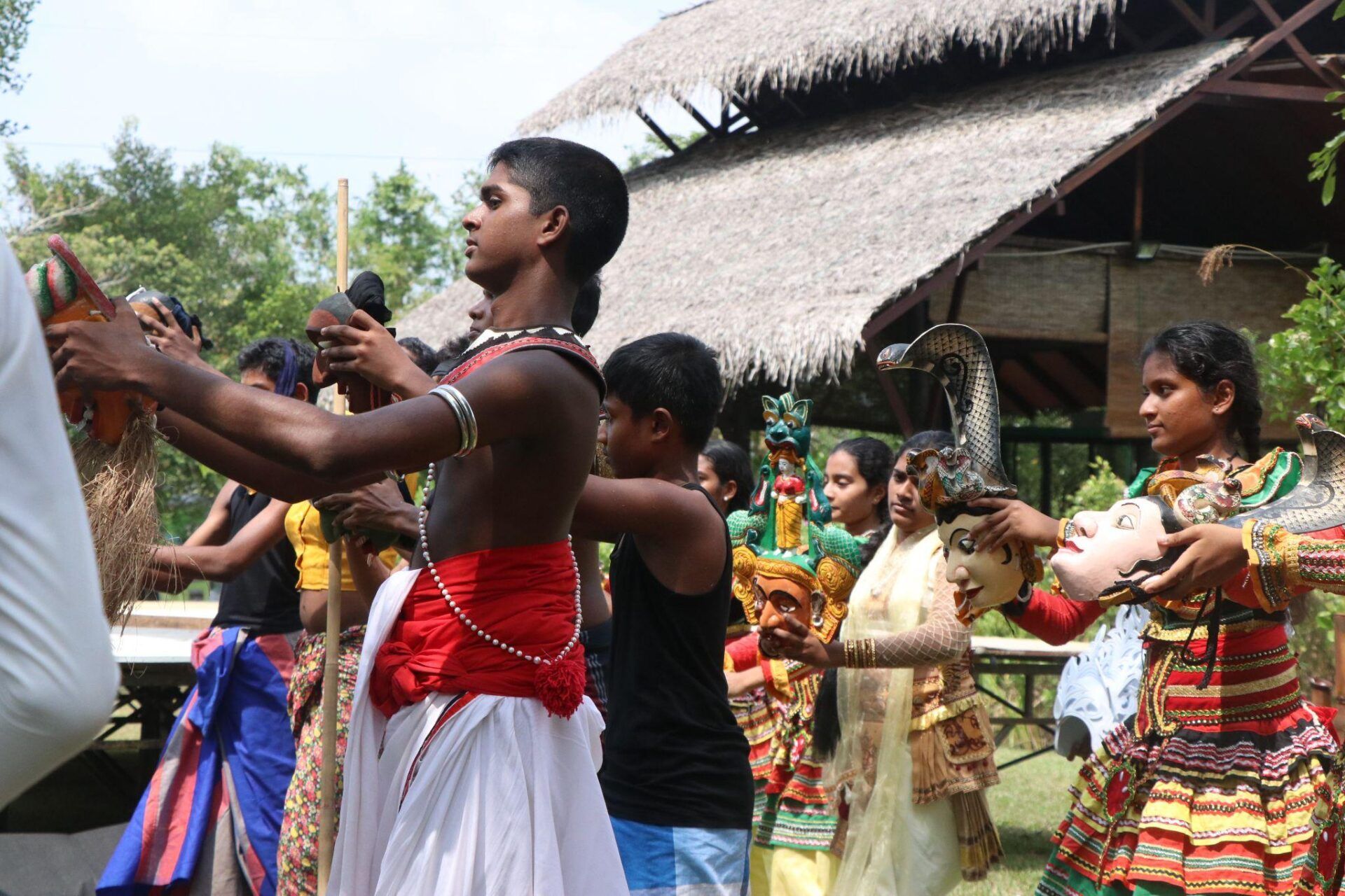 Children perform a traditional Sri Lankan play in Diyasaru Park on World Wetland Day in February 2024. (Photo by Tristan Bove)