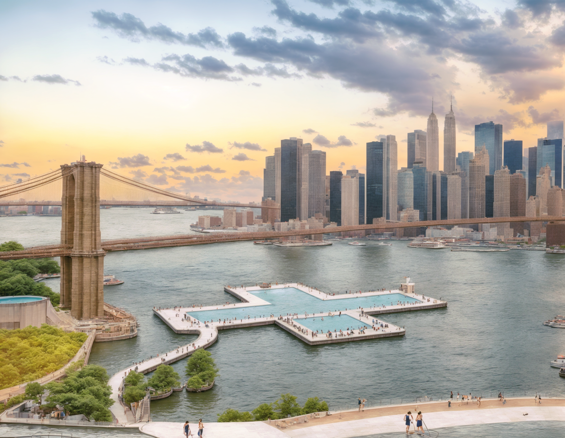 An artist's rendering of the + POOL project in New York, 2024. Designed by Family New York & Playlab, Inc. Image by proto.