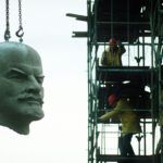 statue of Lenin being dismantled in Berlin, 1991