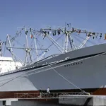 The N.S. Savannah was the world's first nuclear powered merchant ship. It launched in 1959 as part of the Atoms for Peace program. Photo: Department of Transportation Maritime Administration