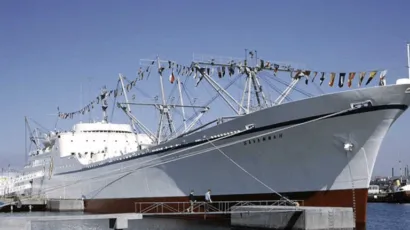 The N.S. Savannah was the world's first nuclear powered merchant ship. It launched in 1959 as part of the Atoms for Peace program. Photo: Department of Transportation Maritime Administration