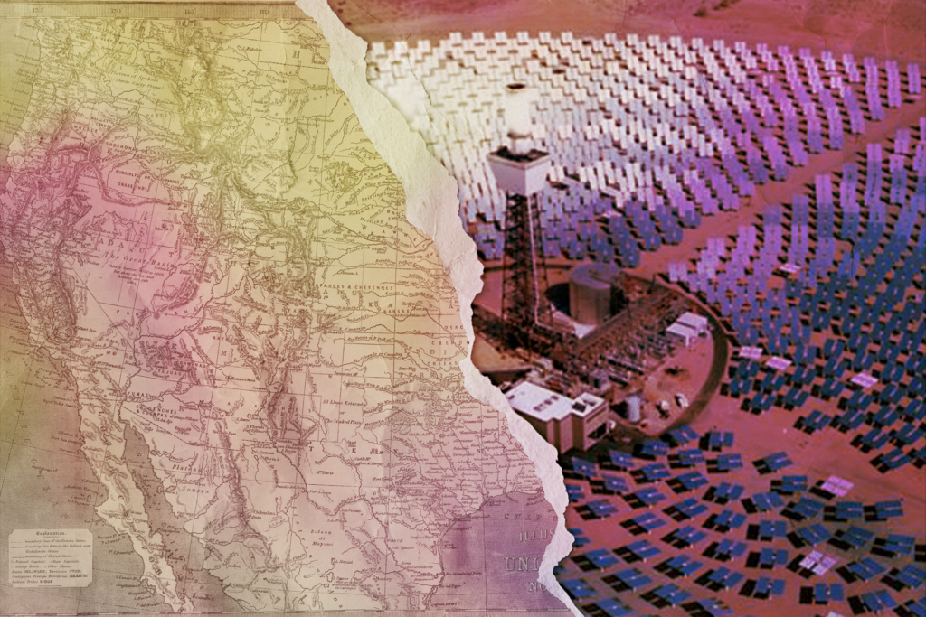 map of the western united states and a solar farm