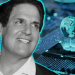 Mark Cuban with circuitry and a digital planet in background