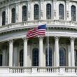 US Capitol with flag