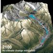 glacier with and without efforts to rein in climate change