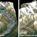 glacier with and without efforts to rein in climate change