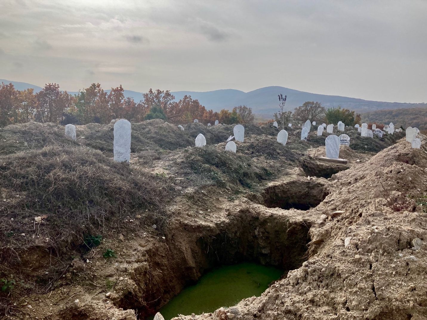 In Evros, Greece, graves of people who died making their journeys to Europe. Photo by Petra Molnar