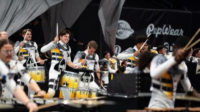 Stryke Percussion drum ensemble members perform "7 Minutes to Midnight"