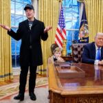 Tesla and SpaceX CEO Elon Musk, accompanied by President Donald Trump and his son X Musk, speaks during an executive order signing in the Oval Office at the White House on February 11. The executive order implements the Department of Government Efficiency's (DOGE) "workforce optimization initiative," which, according to Trump, will encourage agencies to limit hiring and reduce the size of the federal government. (Photo by Andrew Harnik/Getty Images)