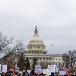 Protesters demonstrating in support of USAID on Wednesday, February 5th, 2025 in Washington, DC.