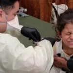 A measles vaccination.