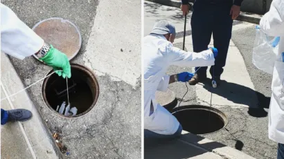 Wastewater sampling.