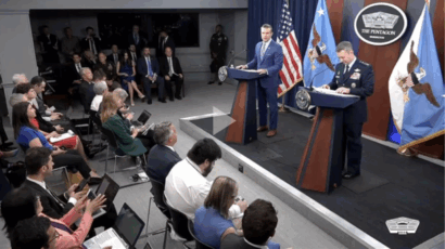 Defense Secretary Pete Hegseth briefs and excoriates the press on Thursday.