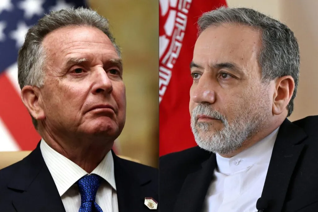 This combination of pictures shows US Middle East envoy Steve Witkoff and Iran's Foreign Minister Abbas Araghchi in 2025. (Photos by EVELYN HOCKSTEIN and Amer HILABI via Getty Images)