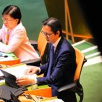 President of the Review Conference for the Treaty on the Non-Proliferation of Nuclear Weapons, Do Hung Viet, at work at UN headquarters in New York last week. (Photo by The Asahi Shimbun via Getty Images)
