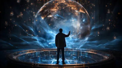 silhouette of man with planet in background