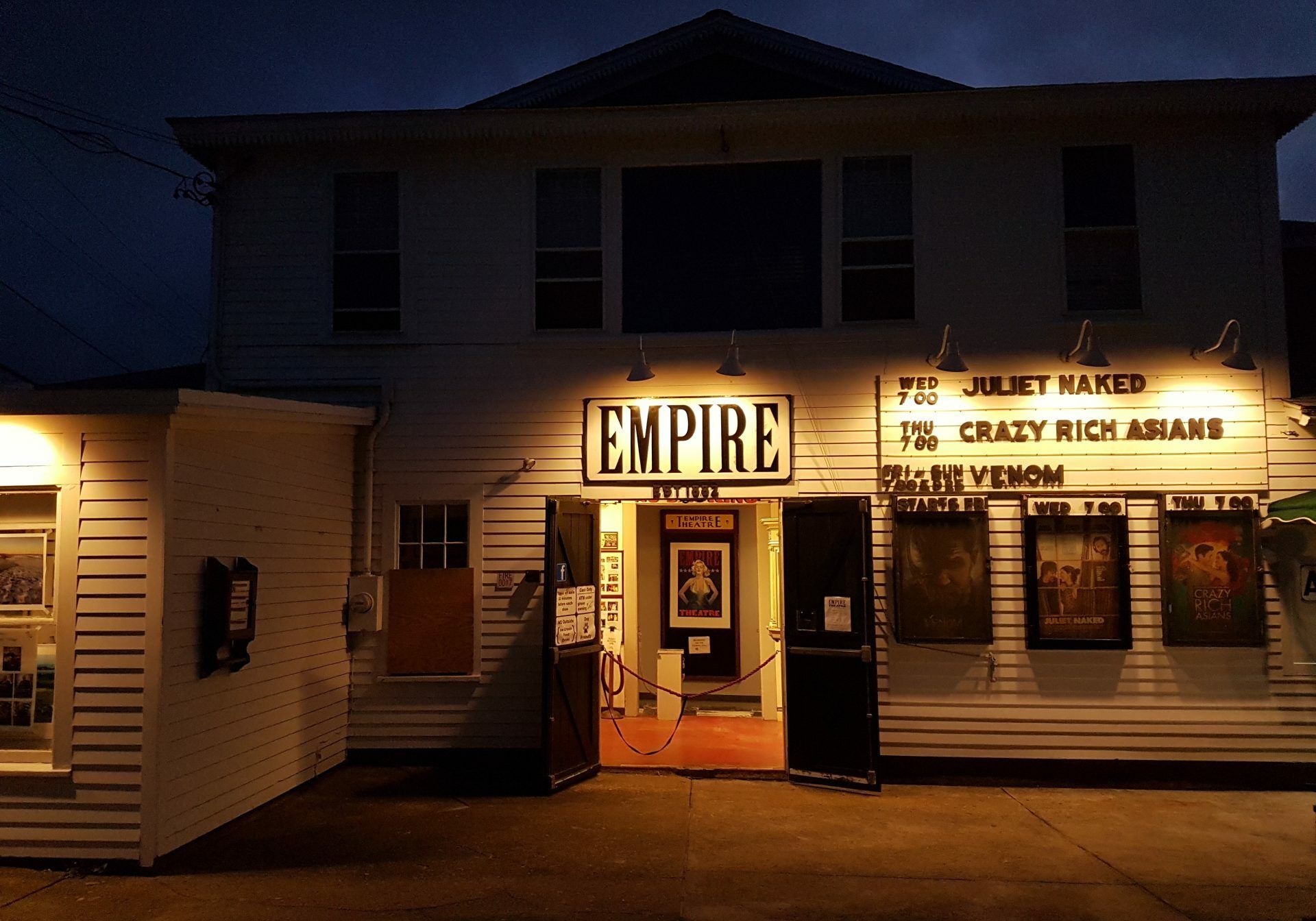 The local movie theater on Block Island. When it was being renovated in the late 1980s, old posters for silent movies and traveling stage shows were found—including one, The Pink Lady,  that debuted while the Titanic was still being built. Photos courtesy of Dan Drollette Jr.
