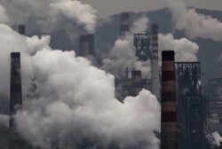 coal smoke from steel mill, China
