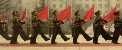 Chinese honor guard marching in Beijing