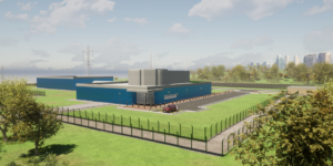 rendering of a proposed nuclear reactor building