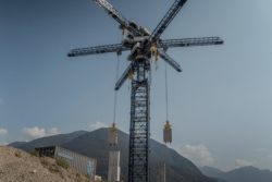crane with concrete weights