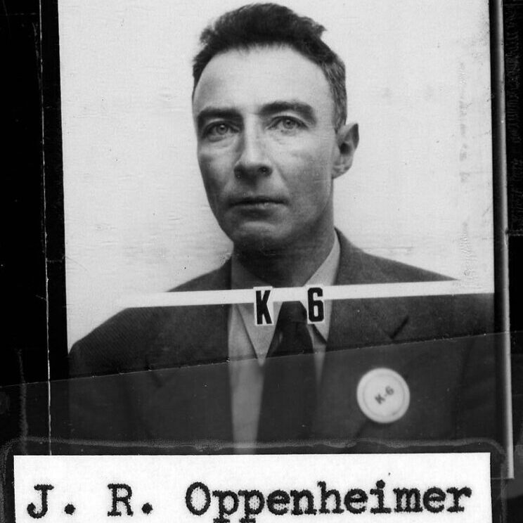 Oppenheimer security badge photo at Los Alamos