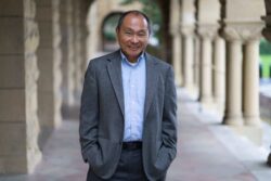 Francis Fukuyama portrait on Stanford campus