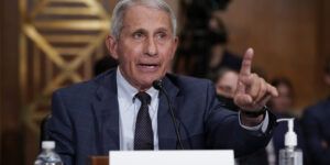 Top infectious disease expert Anthony Fauci responds to accusations by Sen. Rand Paul, R-Ky., as he testifies before the Senate Health, Education, Labor, and Pensions Committee, on July 20, 2021. (Photo by J. Scott Applewhite-Pool/Getty Images)