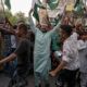 Pakistani people celebrate after the ceasefire between Pakistan and India, in Hyderabad. Pakistan and India agreed to a full and immediate ceasefire on Saturday after days of deadly jet fighter, missile, drone and artillery attacks. The news surprisingly announced by US President Donald, who congratulated them on using "common sense". (Photo by AKRAM SHAHID/AFP via Getty Images)