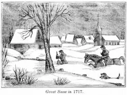 woodcut 1717 great snow Massachusetts